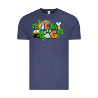Vintage Denim lucky dog St. Patricks Day Vintage Tee - FaDigitalArtStudio