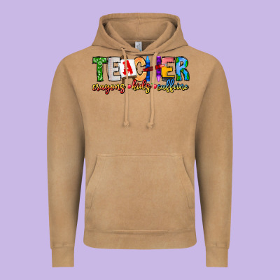Teacher Cryons Kids Caffeine Vintage Hoodie Designed By Cowhidedigitalart
