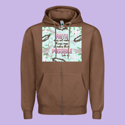 Faith Does Not Make Things Easy Zipper Hoodie Designed By Jahusdesignshop