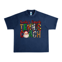 Navy Santa's Favorite Tennis Coach For Christmas Urban Heavy Tee - FaDigitalArtStudio