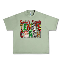 Oil Green Santa's Favorite Tennis Coach For Christmas Urban Heavy Tee - FaDigitalArtStudio