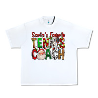 White Santa's Favorite Tennis Coach For Christmas Urban Heavy Tee - FaDigitalArtStudio