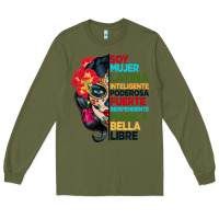 Army Green sugar skull women hispanic heritage month Long Sleeve Tee - BundleAndBundleShop