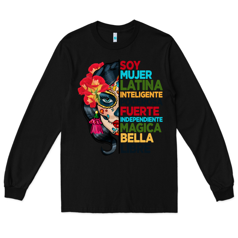 Sugar Skull Women Hispanic Heritage Month Long Sleeve Tee by BundleAndBundleShop | Teevron