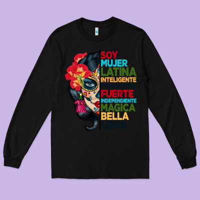Sugar Skull Women Hispanic Heritage Month Long Sleeve Tee Designed By Bundleandbundleshop