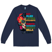 Navy sugar skull women hispanic heritage month Long Sleeve Tee - BundleAndBundleShop