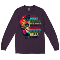Plum sugar skull women hispanic heritage month Long Sleeve Tee - BundleAndBundleShop