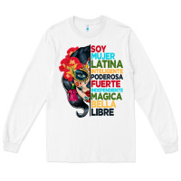 White sugar skull women hispanic heritage month Long Sleeve Tee - BundleAndBundleShop