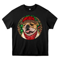Black Christmas English Bulldog Heavy Core Tee - RanaPortraitStore