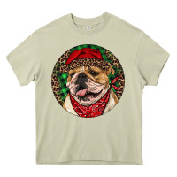 Mossy Christmas English Bulldog Heavy Core Tee - RanaPortraitStore