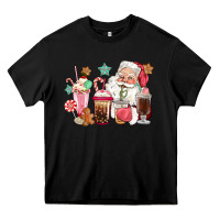Black pink santa christmas santa coffe cups Heavy Core Tee - CowGirlArtShop