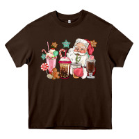 Chocolate Brown pink santa christmas santa coffe cups Heavy Core Tee - CowGirlArtShop
