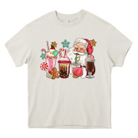 Cream pink santa christmas santa coffe cups Heavy Core Tee - CowGirlArtShop