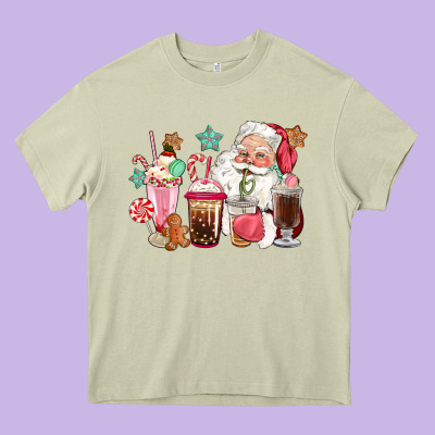 Pink Santa Christmas Santa Coffe Cups Heavy Core Tee Designed By Cowgirlartshop
