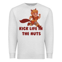 Oatmeal Heather kick life in the nuts   squirrel girl Premium Sweatshirt - linhVisuals