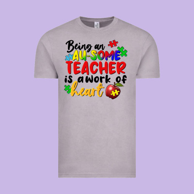Being An Au Some Teacher Is A Work Of The Heart Vintage Tee Designed By Fadigitalartstudio
