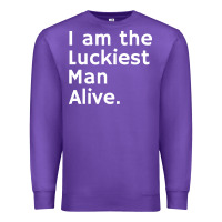 Purple luckiest man alive Premium Sweatshirt - linhVisuals