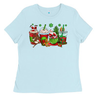 Baby Blue christmas santa claus coffee cups Ladies Tee - OliviaCreatesArt