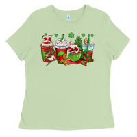 Matcha christmas santa claus coffee cups Ladies Tee - OliviaCreatesArt