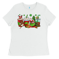 White christmas santa claus coffee cups Ladies Tee - OliviaCreatesArt