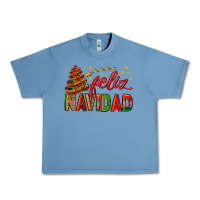 Pebble Blue Feliz Navidad With Sombrero Tree Urban Heavy Tee - BundleAndBundleShop