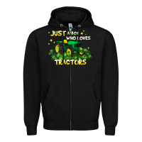 Black just a boy who loves tractors Zipper Hoodie - JahusDesignShop