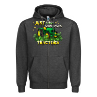 Charcoal Heather just a boy who loves tractors Zipper Hoodie - JahusDesignShop