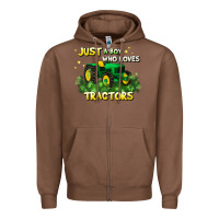 Chestnut just a boy who loves tractors Zipper Hoodie - JahusDesignShop