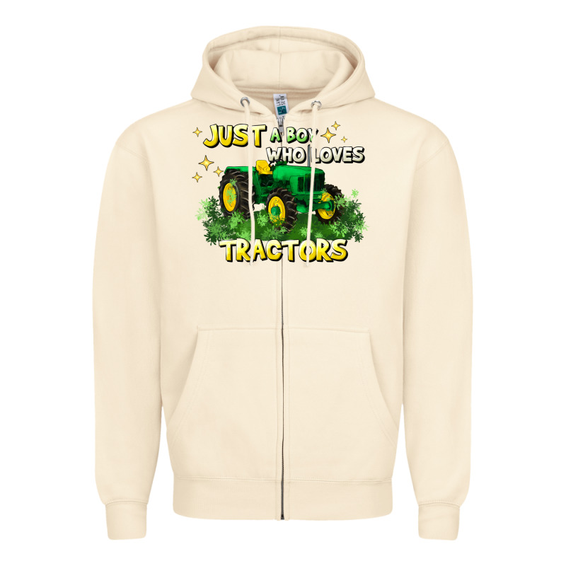 Just A Boy Who Loves Tractors Zipper Hoodie by JahusDesignShop | Teevron