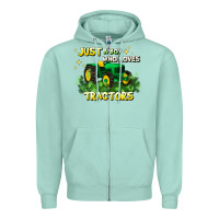 Seafoam just a boy who loves tractors Zipper Hoodie - JahusDesignShop