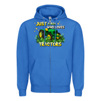 True Royal just a boy who loves tractors Zipper Hoodie - JahusDesignShop