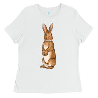 White Bunny Easter Ladies Tee - OliviaCreatesArt