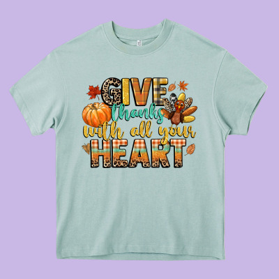 Give Thanks With All Your Heart Heavy Core Tee Designed By Cowgirlartshop
