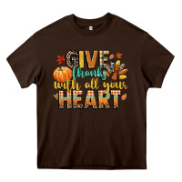 Chocolate Brown give thanks with all your heart Heavy Core Tee - CowGirlArtShop