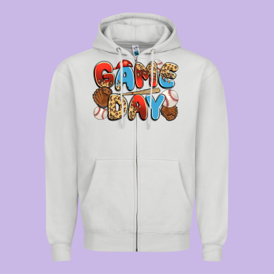 Game Day Baseball Zipper Hoodie Designed By Jahusdesignshop