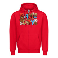 Red game day baseball Zipper Hoodie - JahusDesignShop