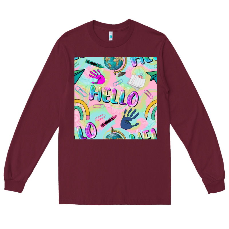 Hello Kindergarten Seamless Pattern Long Sleeve Tee by BundleAndBundleShop | Teevron