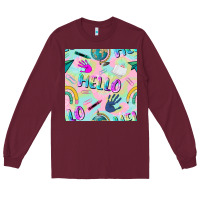 Burgundy hello kindergarten seamless pattern Long Sleeve Tee - BundleAndBundleShop