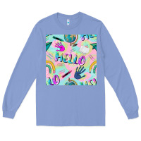 Colony Blue hello kindergarten seamless pattern Long Sleeve Tee - BundleAndBundleShop