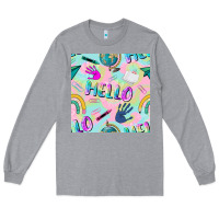 Heather Grey hello kindergarten seamless pattern Long Sleeve Tee - BundleAndBundleShop