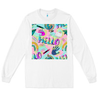 White hello kindergarten seamless pattern Long Sleeve Tee - BundleAndBundleShop