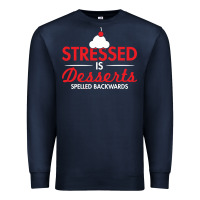 Navy stressed is desserts spelled backwards Premium Sweatshirt - linhVisuals