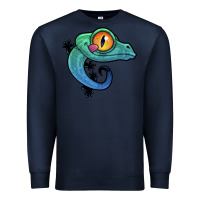 Navy cute colorful cartoon gecko Premium Sweatshirt - linhVisuals
