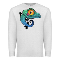 Oatmeal Heather cute colorful cartoon gecko Premium Sweatshirt - linhVisuals