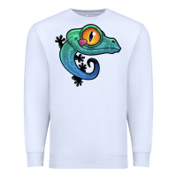 White cute colorful cartoon gecko Premium Sweatshirt - linhVisuals