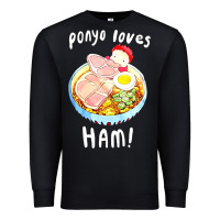 Black studio ghibli ponyo loves ham Premium Sweatshirt - linhVisuals
