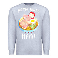 Heather Grey studio ghibli ponyo loves ham Premium Sweatshirt - linhVisuals