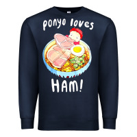 Navy studio ghibli ponyo loves ham Premium Sweatshirt - linhVisuals