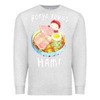Oatmeal Heather studio ghibli ponyo loves ham Premium Sweatshirt - linhVisuals