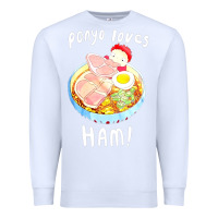 White studio ghibli ponyo loves ham Premium Sweatshirt - linhVisuals